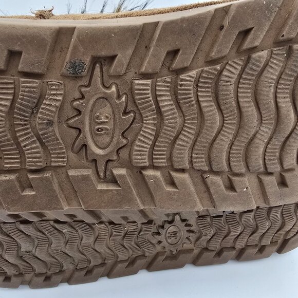 Brown Suede Faux Fur Lined Winter Boots With Multicolor Fur Trim - Picture 8 of 8